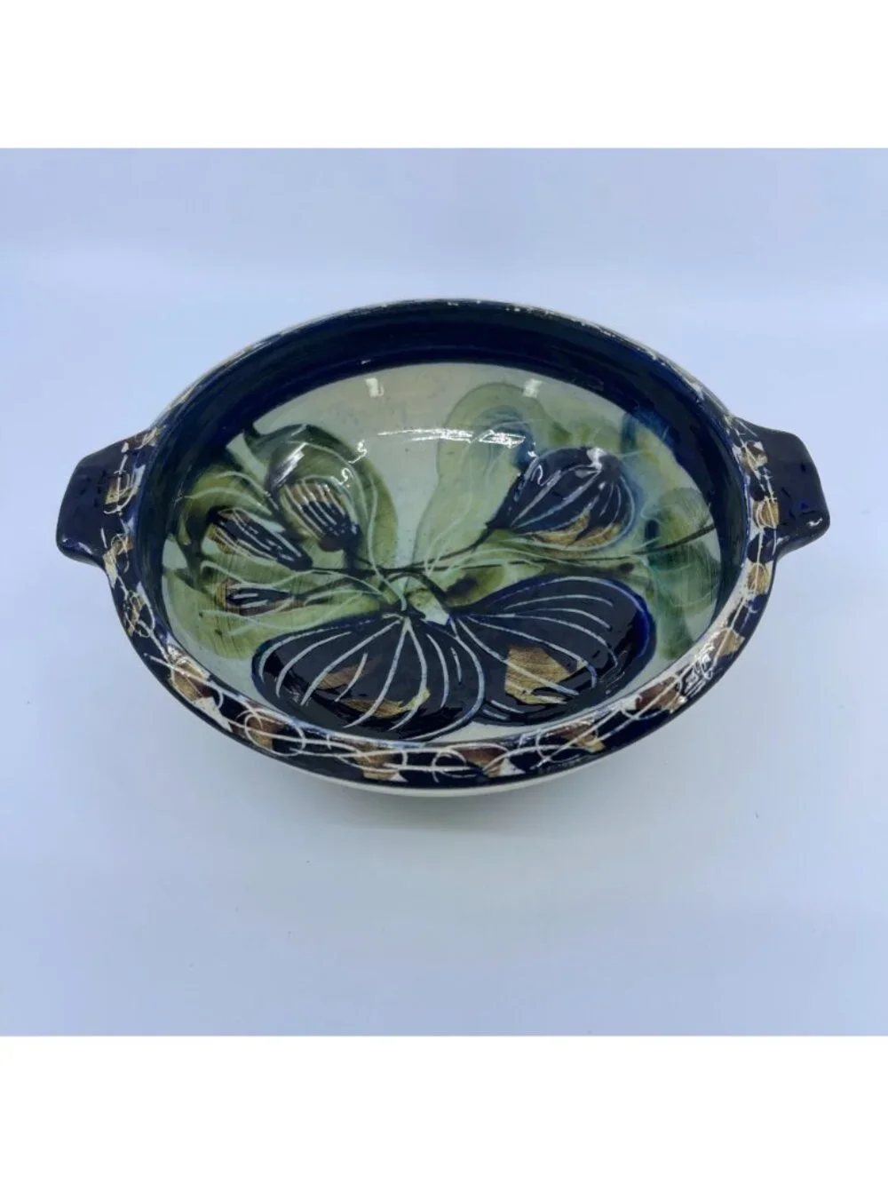vintage handmade earthenware bowls fig design alcea pottery france set of 2